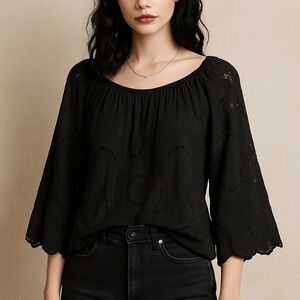 Tempo Paris Black Lace Blouse